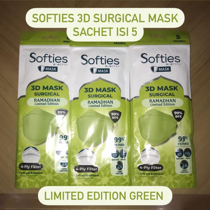 Gambar Softies 3D Surgical Mask isi 5pcs Model KF94 Masker Medis 4ply Filter - Hijau dari bestdeal_NEW undefined Tokopedia