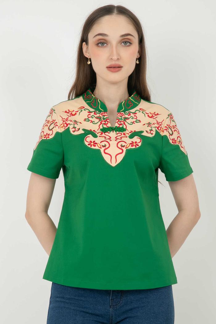 Gambar *Ready Stok* SISTER'S - Cheongsam Katun Jepang C9142 (CAP) - Hijau, XL dari Sisters Fashion Group undefined Tokopedia