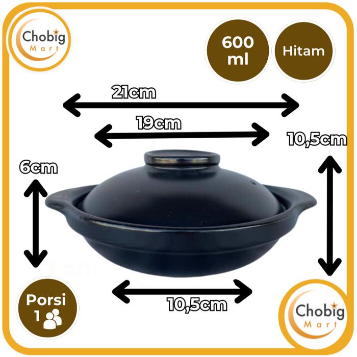 Gambar CHOBIG Mangkok Claypot Sapo Keramik Mangkuk Panci 600ml 750ml 850ml - 600ml Hitam dari Chobig Mart undefined Tokopedia