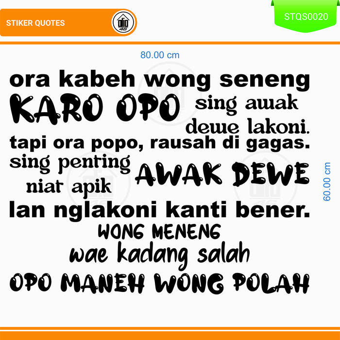 Gambar Cutting Sticker Dinding Kaca Kamar Quotes Stiker Bahasa Jawa Motivasi - L dari DIO46 undefined Tokopedia