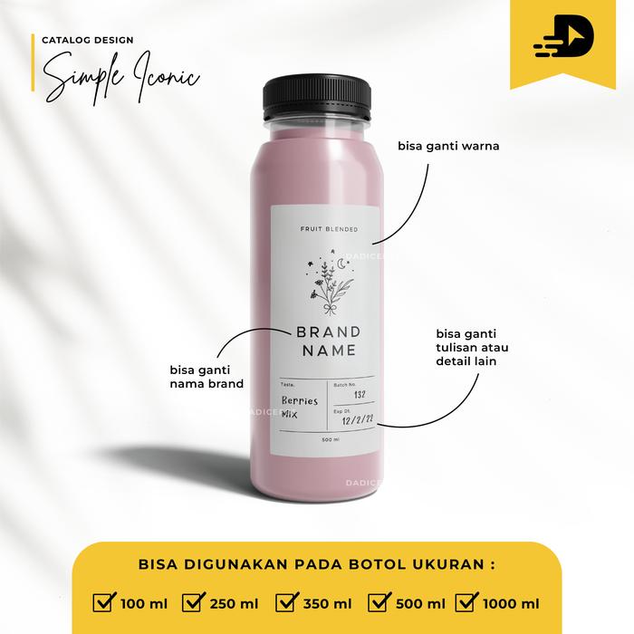 Gambar [MINIM 30 PCS] Stiker Label Minuman / Sticker Label Botol Minum - Simple Iconic, 350ml dari Dadicepet undefined Tokopedia