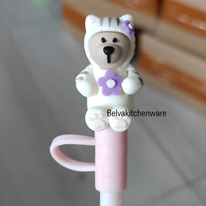 Gambar Tutup sedotan jumbo tumbler dan botol minuman stopper silikon food grade antispill botol minum drinking water bottle stopper Hitam - Bear ungu dari Belva kitchenware undefined Tokopedia
