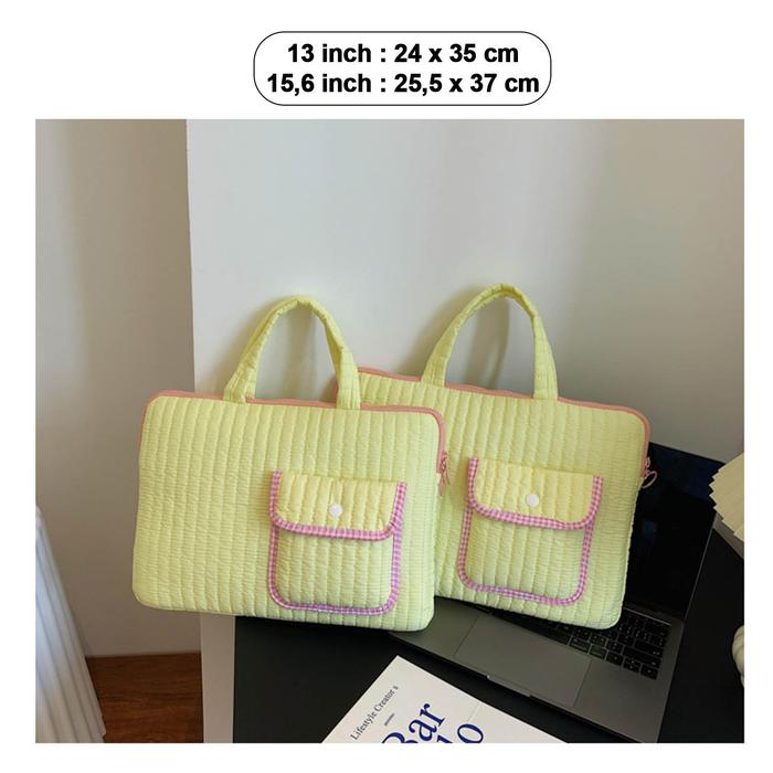 Gambar Tas Macbook Laptop Sleeve Jinjing Women Puffy Bag Import 14 15 16 inch - KPC Kuning, 13 inch dari lanalini.id undefined Tokopedia