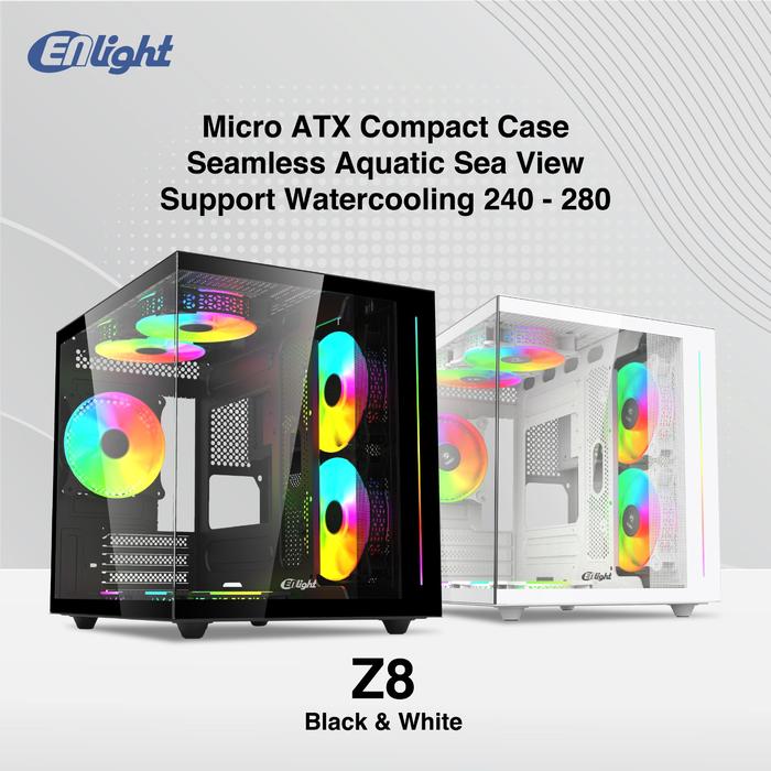 Gambar Casing ENLIGHT Z8 WHITE - Micro ATX - INCLUDE 3 FAN dari Global Comp_NEW undefined Tokopedia