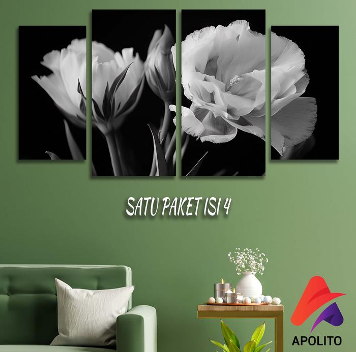 Gambar HIASAN DINDING SET ABSTRAK BUNGA HITAM PUTIH ISI 4 KAMAR DEKORASI RUMA LUKISAN ESTETIK POSTER JUMBO Gantungan - SET79 A dari Apolito undefined Tokopedia