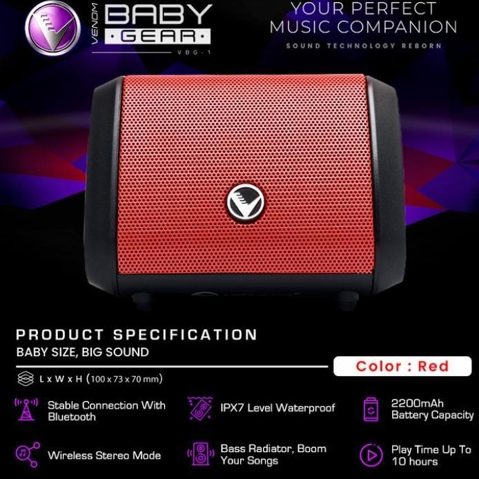 Gambar Venom Baby Gear VBG 1 Speaker Bluetooth - Merah dari Siapakirax undefined Tokopedia