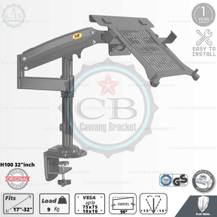 Gambar Bracket Monitor NORTH BAYOU NB Plus Tray Laptop/Alas Laptop original - H100+traylaptop dari Cawang Bracket Tv undefined Tokopedia