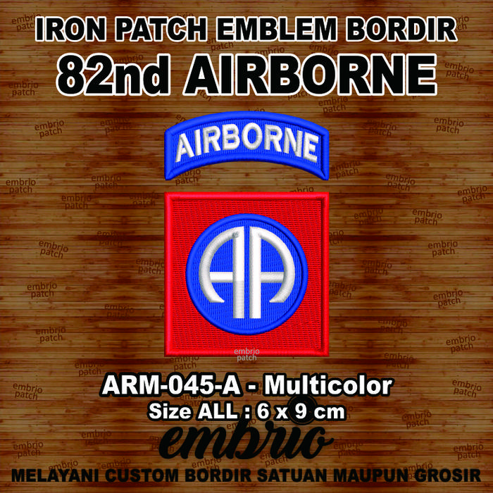 Gambar ARM-045 Patch 82nd AIRBORNE Division wwii us army ww2 war air force - ARM-045-A dari azura.indonesia undefined Tokopedia