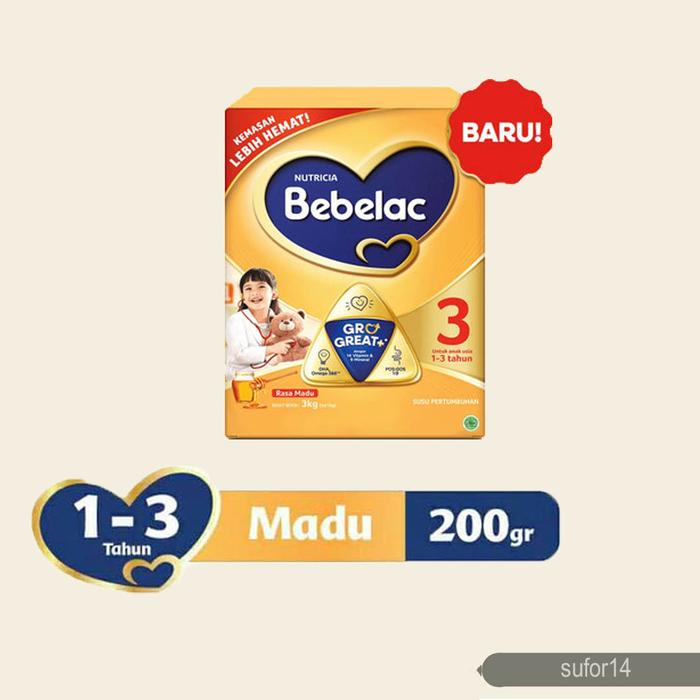 Gambar Bebelac 3 Madu GRO GREAT 1-3th 200g Susu Formula Bubuk Murah Sufor14 dari HAMILEA Perlengkapan Hamil &amp; Bayi undefined Tokopedia