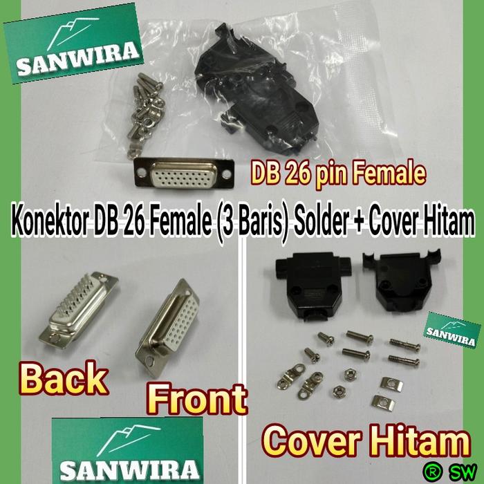 Gambar Konektor DB 26 Female 3 baris cover hitam / Connector DB26 Female 3 - Female dari winwin889 undefined Tokopedia