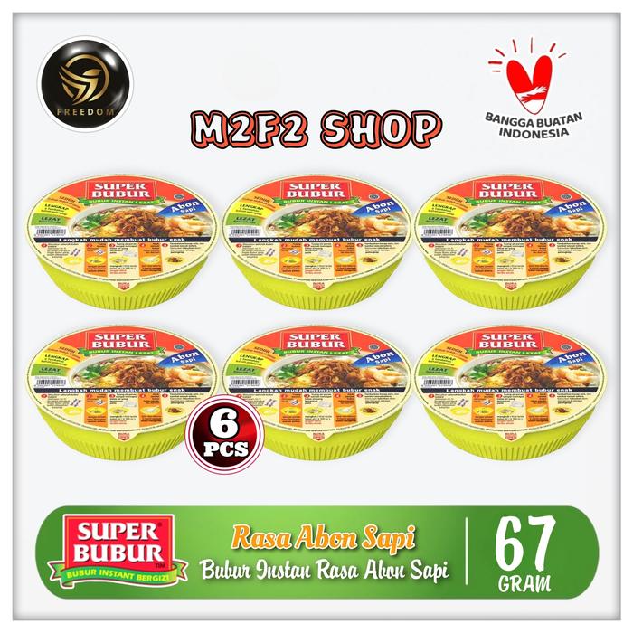 Gambar Bubur Instan Super Bubur Seduh Rasa Abon Sapi | Mangkuk Cup - 67 gr (Harga 6 Pcs) dari M2F2 Shop - Paseban undefined Tokopedia