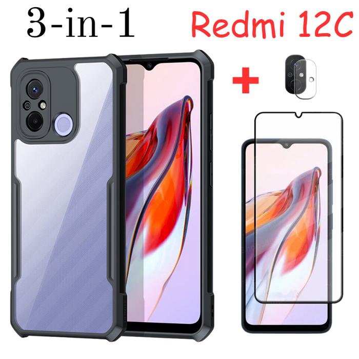 Gambar Xiaomi Redmi 12C PAKET 3IN1 Case Fusion Tempered Camera Lens Case 12C - FUSION+TG+CAM, BENING dari Drawacc undefined Tokopedia