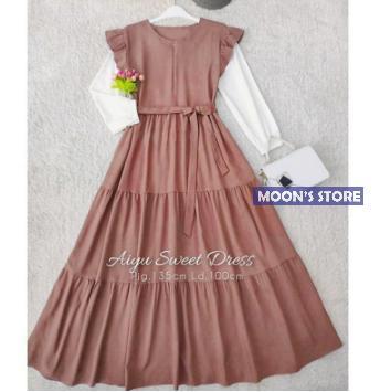 Gambar BARU! Dress Gamis Anak Cewek Tanggung Usia 9-13 Tahun Ukuran All Size - Mocca, S 9-10 Tahun dari Moon's Store ID undefined Tokopedia