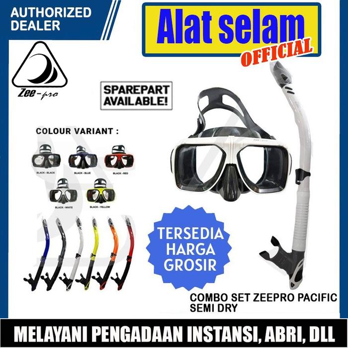 Gambar Combo Set Mask Snorkel Diving Zeepro Pacific Semi Dry Snorkeling Selam - Yellow dari Alat selam Official undefined Tokopedia