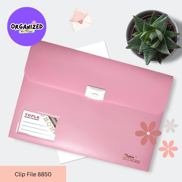 Gambar TOPLA Carry File Folio Pastel / Map Kotak Dokumen F4 / Tas Dokumen Pastel / Map Dokumen Folio Pastel / TOPLA 8850 Carry File Dokumen Ukuran Folio Tebal 3 CM Warna Pastel - Pink dari Organized By Topla undefined Tokopedia