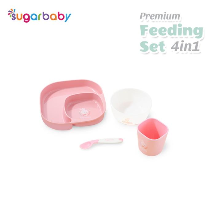 Gambar Sugar Baby Premium Feeding Set 4 in 1 /Tempat Makan Bayi / Bielbaby - Set Pink dari Biel Babyshop undefined Tokopedia
