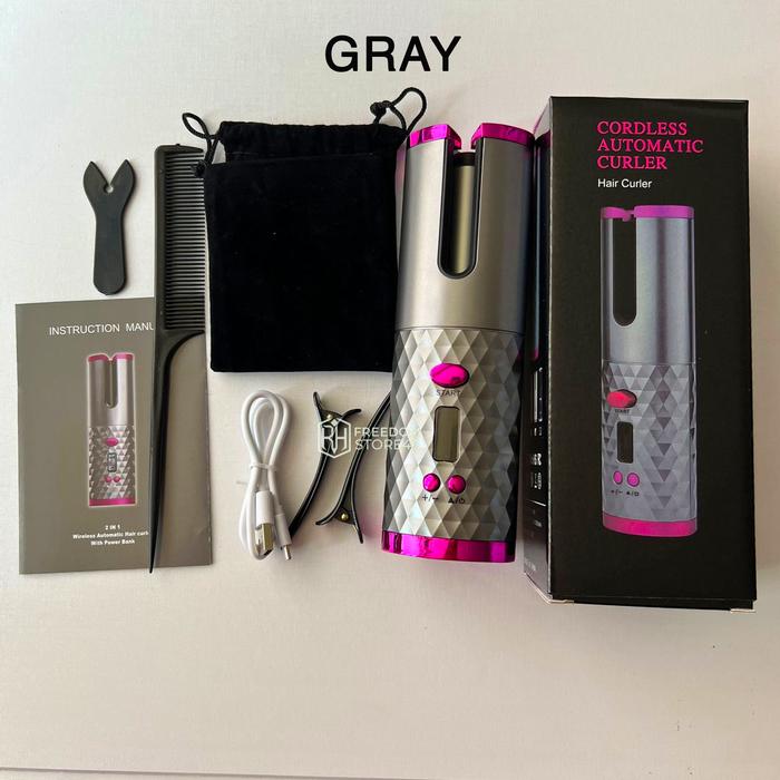 Gambar CATOKAN PORTABLE PENGERITING RAMBUT OTOMATIS MAGIC HAIR CURLER PTC CERAMIC IRON KERITING RAMBUT AUTOMATIC - Abu-abu dari FREEDOM STORE46 undefined Tokopedia