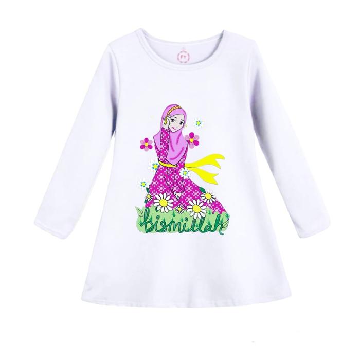 Gambar Tunik Anak Perempuan Dress Anak Daster Anak Muslim islamic 1-12 Tahun - Putih, size 2 dari logokids undefined Tokopedia