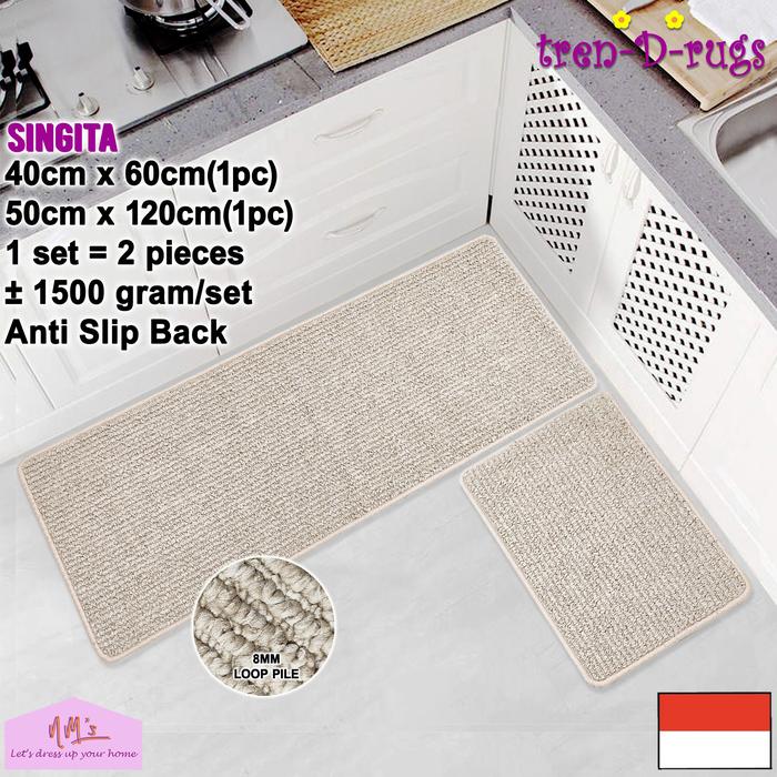 Gambar Tren-D-rugs karpet keset kaki salur polos kitchen mat anti slip 2pcs - Cream Salur. dari NMs Lets dress up your home undefined Tokopedia