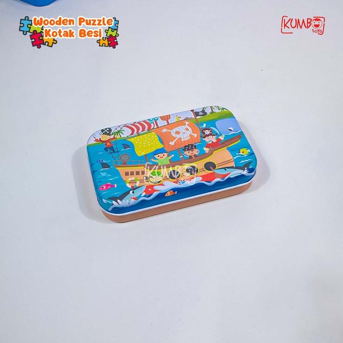 Gambar Mainan Edukasi Anak Puzzle Kayu Wooden Puzzle Kotak Besi 60pcs - Bajak Laut dari Kumboid undefined Tokopedia