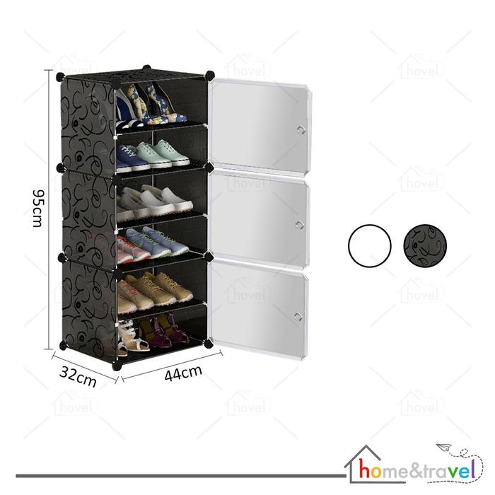Gambar HOVELSHOP Rak Sepatu Portable Anti Debu Shoe Rack Multifunction Tutup - 3 pintu 6 susun, Hitam dari Hovel Shop undefined Tokopedia