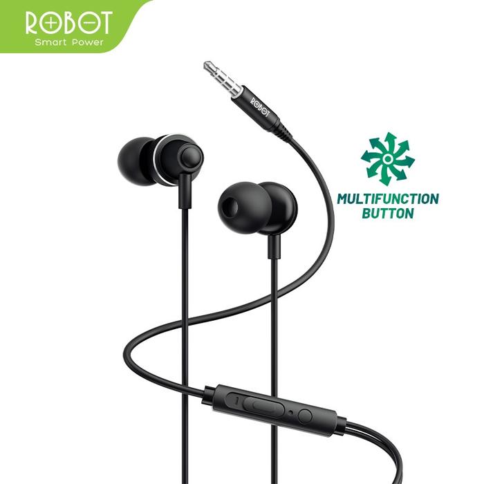 Gambar ROBOT Headset Earphone RE240S In-Ear Deep Rich Bass Metal Wire - Hitam dari MXKomputer_NEW undefined Tokopedia
