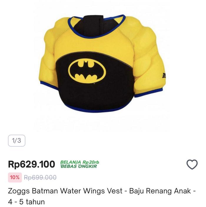 Gambar Zoggs batman swimming vest floaties for age 2-3 years old pelampung dari Hellobaligifts undefined Tokopedia