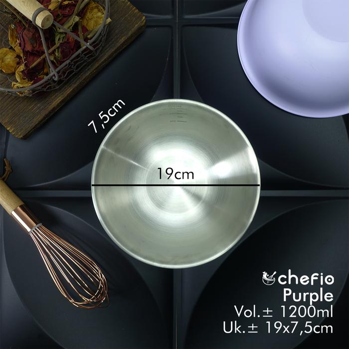 Gambar Mixing Bowl Stainless Mangkok Adonan Salad Bowl Baskom Makanan - Purple 19cm dari Chefio Kitchenware undefined Tokopedia