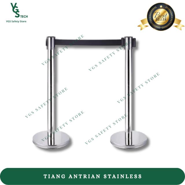 Gambar Tiang Antrian Pembatas Stainless Queue Line Standing Barrier + Pita 2M - Stainless, Orange dari VGS Safety Store undefined Tokopedia