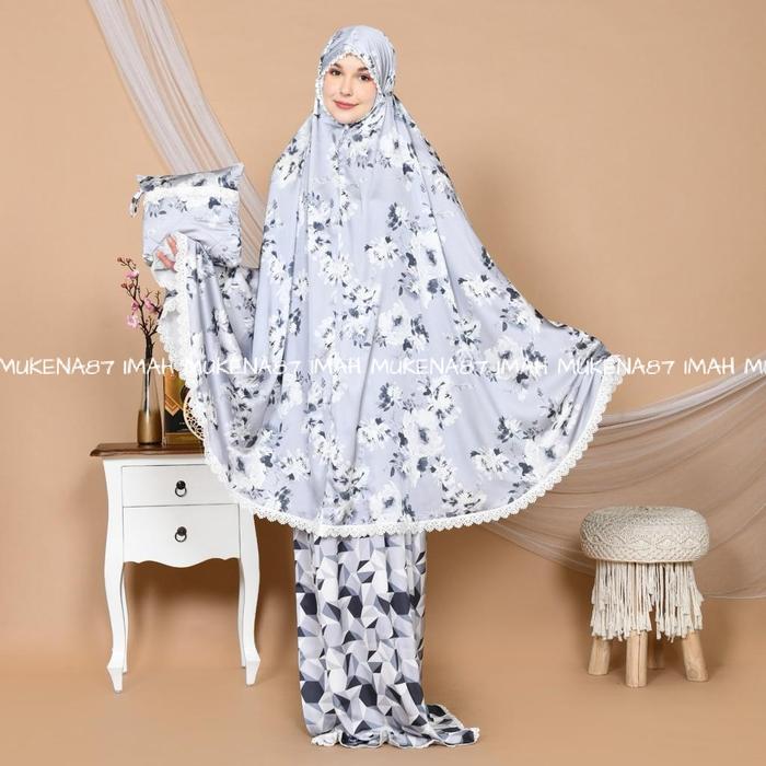 Gambar MUKENA DEWASA SUTRA SILK ARMANYSILK SHAFA  2 IN1 MEWAH JUMBO - grey dari Imah mukena87 undefined Tokopedia