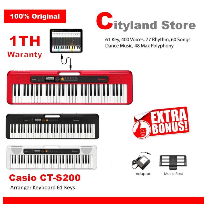 Gambar Keyboard casio cst 200/ piano keyboard casio cts200 original - Unit + adptor, Merah dari CityLand store undefined Tokopedia