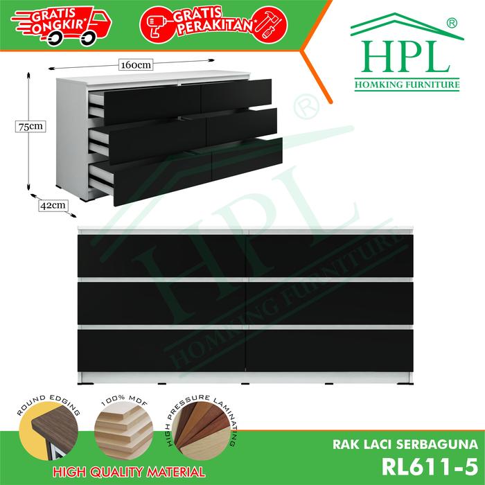 Gambar Drawer Meja Rak 6 Laci Susun HPL - PutihGlossy 5 dari HOMKING Furniture undefined Tokopedia