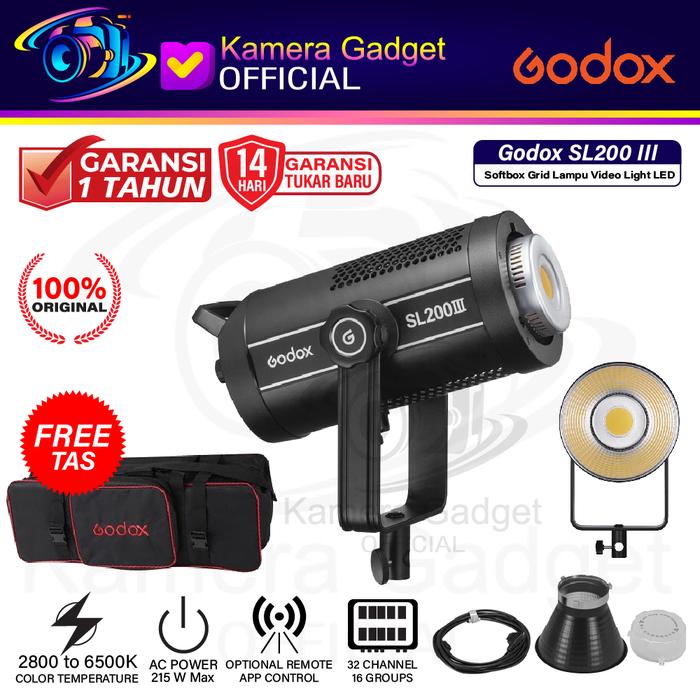Gambar Godox SL200 III Softbox Bowens / Grid Lampu Video Light LED - SL200III - UNIT ONLY, TANPA TAS dari Kamera Gadget Official undefined Tokopedia