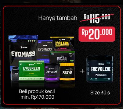 Gambar Evolene Evomass Isolene Whey Protein Tebus Crevolene Mono 30 serving - Paket Crevo 30s, Isolene 12s dari Evolution Supplement Store undefined Tokopedia