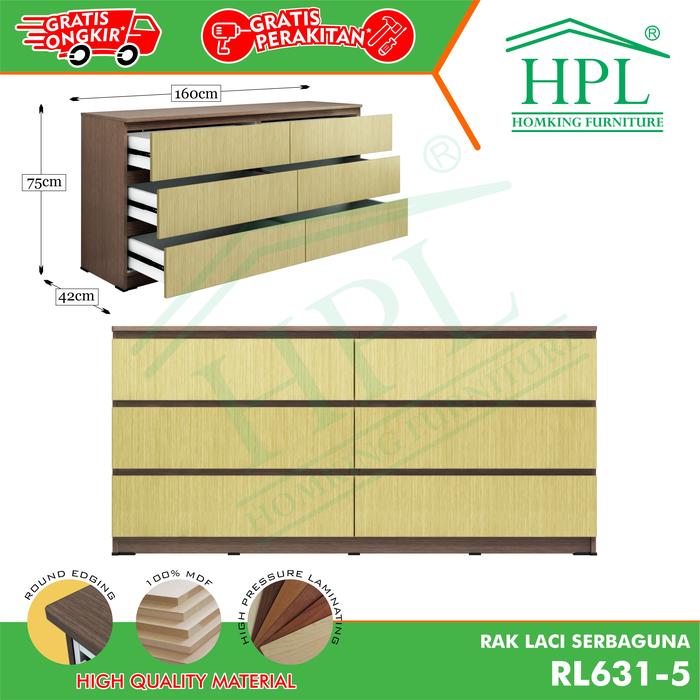 Gambar Drawer Meja Rak 6 Laci Susun HPL - CoklatTuaKayu 5 dari HOMKING Furniture undefined Tokopedia