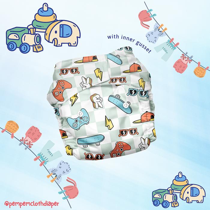 Gambar Popok kain bayi cuci ulang clodi klodi cloth diaper pempem motif BOY01 - Velcro dari EPSILON stores_NEW undefined Tokopedia