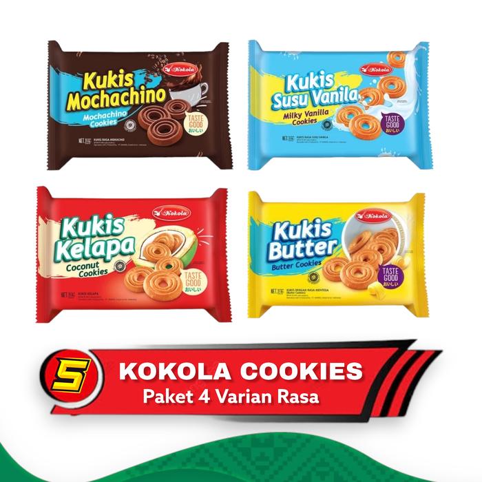 Gambar Kokola Kukis Biskuit Cookies Kelapa Butter Vanila Mochachino (4 pack) - Mix 4 Rasa dari Shopmenstyle undefined Tokopedia