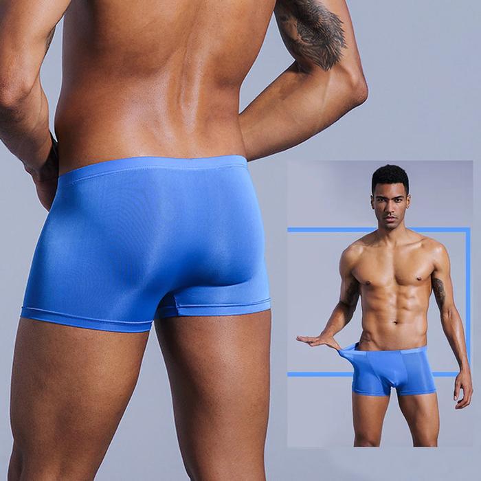Gambar Celana Boxer Pria Es Sutra Mulus Celana dalam sexy Transparan Y039 - Biru, L dari dckonline undefined Tokopedia