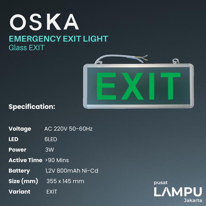 Gambar OSKA EXIT LIGHT Lampu LED Emergency EXIT LIGHT Glass KACA - EXIT dari Pusat Lampu Jakarta undefined Tokopedia