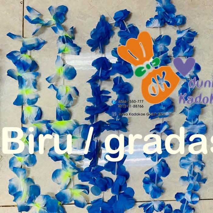 Gambar Kalung hawai bunga kecil anak / dewasa - Biru dari Dunia Kadokoe undefined Tokopedia