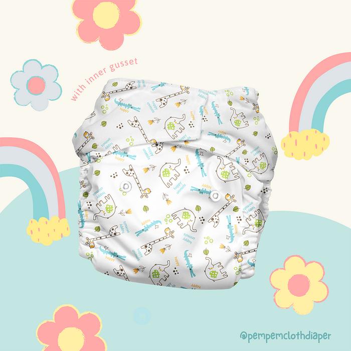 Gambar Popok kain bayi cuci ulang clodi klodi cloth diaper pempem motif ANL02 - Velcro dari EPSILON stores_NEW undefined Tokopedia