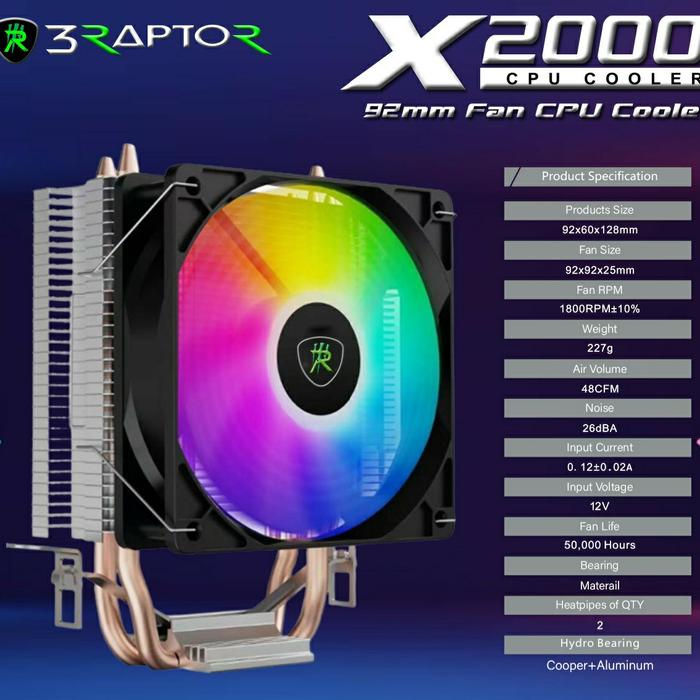 Gambar CPU Cooler Raptor X4000 | Raptor X2000 RGB - X2000 dari BIGBANG COMPUTER undefined Tokopedia