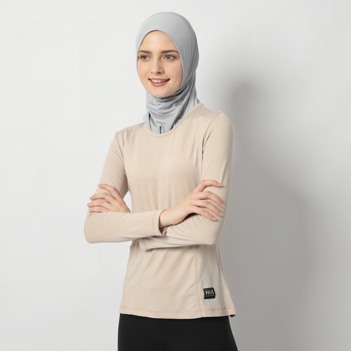 Gambar HIA Everywear Deerya Top Manset Sport T-Shirt Atasan Baju Olahraga Sporty Wanita Workout Almond - M - L dari HIA EveryWear undefined Tokopedia