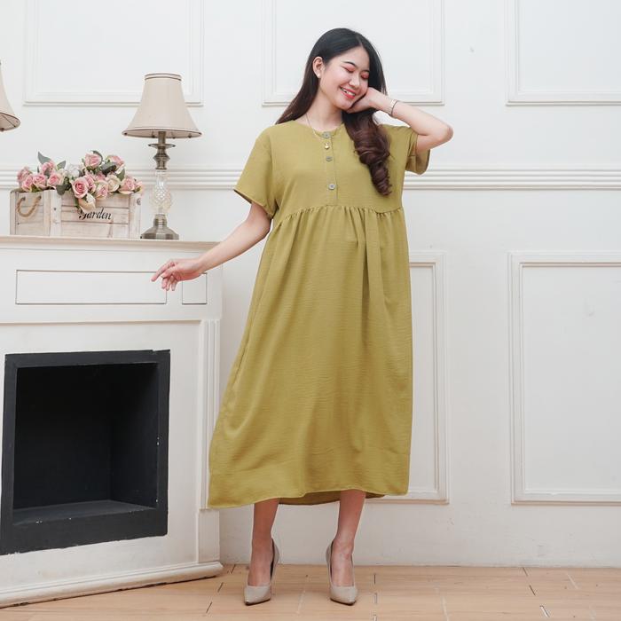 Gambar Daster Crinkle Airflow Premium Terbaru Busui Frendly - Olive, L dari ACHSA SToRE undefined Tokopedia