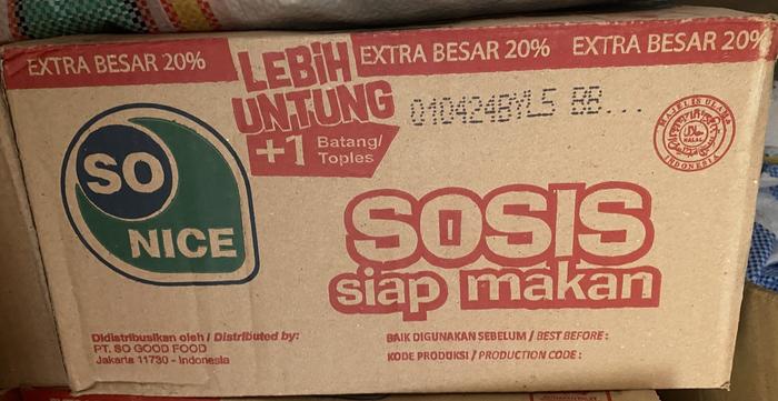 Gambar Sosis Ayam So Nice extra besar 20% 21 gram dari Petro Jaya Perkasa undefined Tokopedia