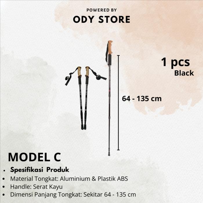 Gambar TONGKAT STICK HIKING TREKKING POLE NAIK GUNUNG LIPAT WITH SAFETY LOCK - MODEL C dari ODY-STORE undefined Tokopedia