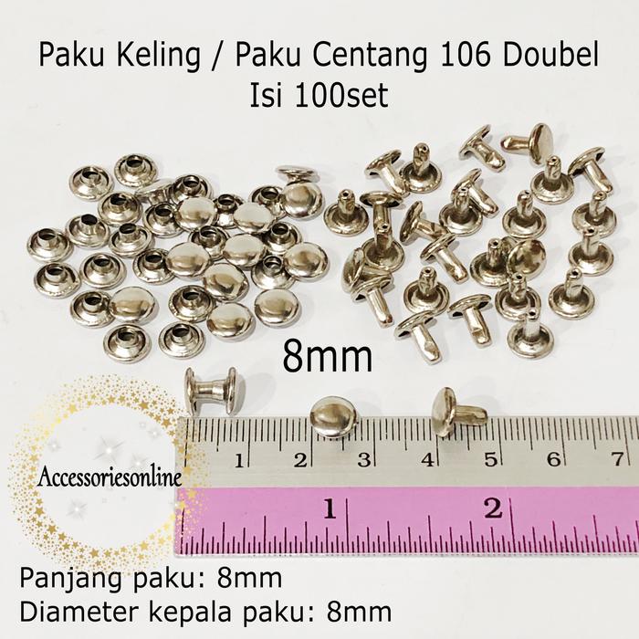 Jual centang 106 dbl i/paku keling 8mm tali name tag rivet tali-100pcs ...