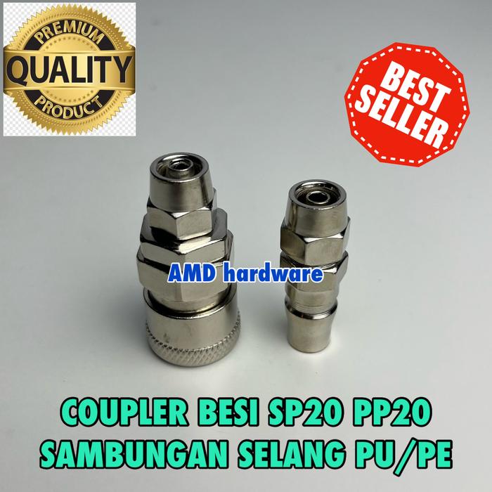 Gambar QUICK COUPLER SP20 PP20 CONNECTOR KOMPRESOR ANGIN BESI SP PP 20 1/4 in - spasang PP&SP20 dari AMD hardware undefined Tokopedia