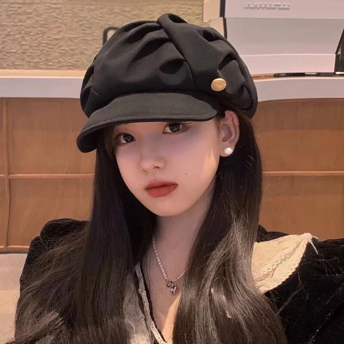 Gambar Topi Baret Beret Oktagonal Retro Korea Import - Cokelat dari Clover Kids Shop undefined Tokopedia