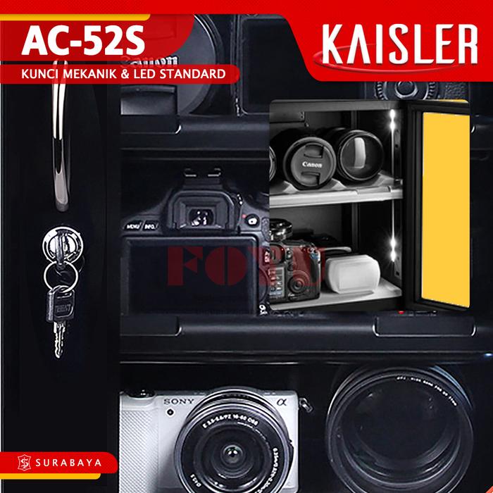 Gambar Kaisler AC-52S Dry Box Drybox Cabinet Lemari Kering Simpan Kamera 50L Liter Pin Password Fingerprint Lampu LED Sensor Hand Sweep Glass Kaca Camera Controller Putih White - Mekanik-Standar, Tanpa Peti Kayu dari Foyu Photo undefined Tokopedia